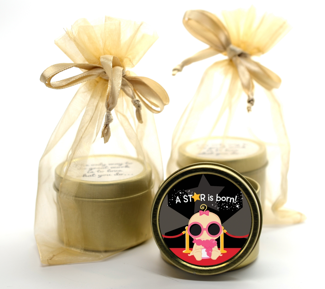 A Star Is Born Baby - Baby Shower Gold Tin Candle Favors