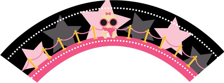 A Star Is Born!® Hollywood Black|Pink - Baby Shower Cupcake Wrappers
