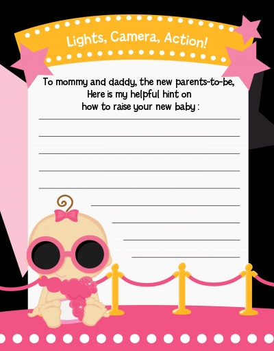 A Star Is Born!® Hollywood Black|Pink - Baby Shower Notes of Advice
