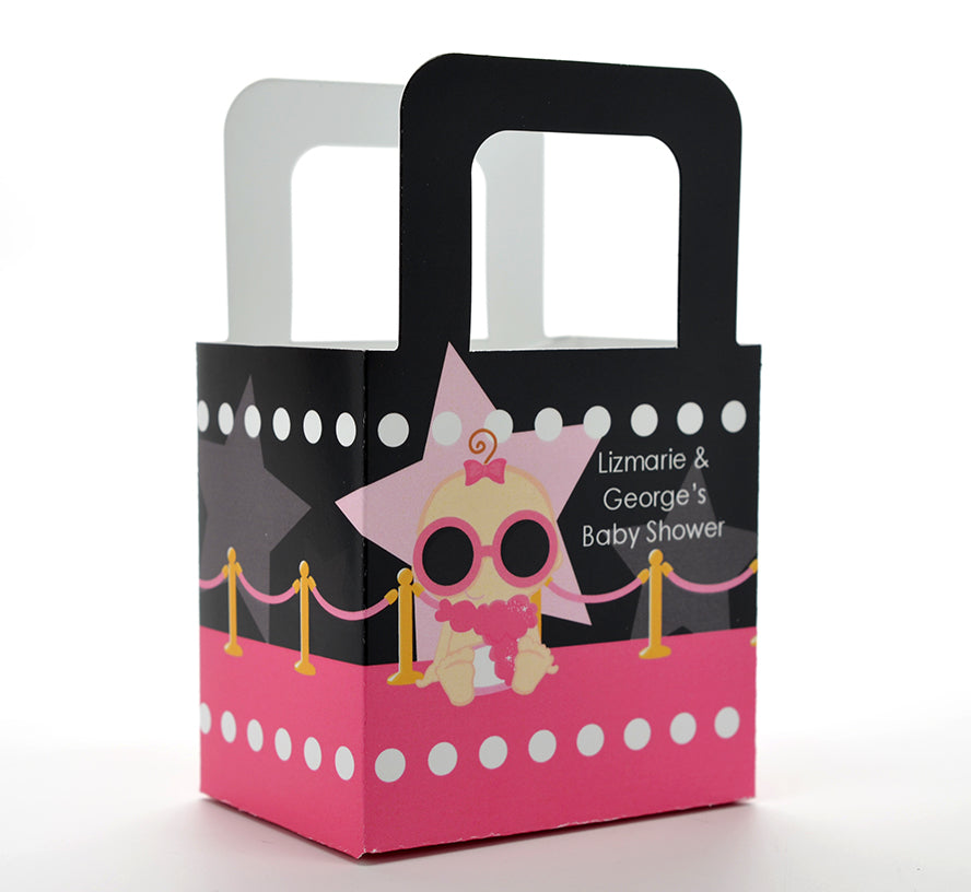 A Star Is Born!® Hollywood Black|Pink - Personalized Baby Shower Favor Boxes