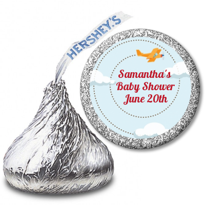 Airplane in the Clouds - Hershey Kiss Baby Shower Sticker Labels