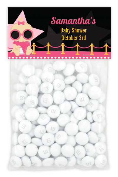 A Star Is Born Hollywood Black|Pink - Custom Baby Shower Treat Bag Topper
