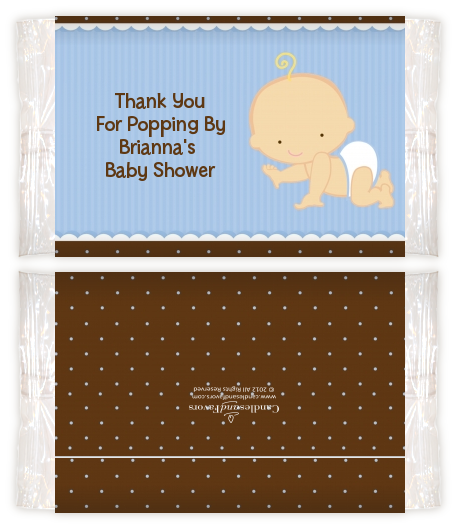 Baby Boy Caucasian - Personalized Popcorn Wrapper Baby Shower Favors