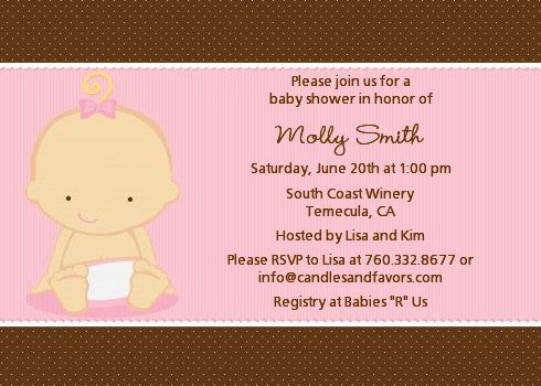 Baby Girl Caucasian - Baby Shower Invitations