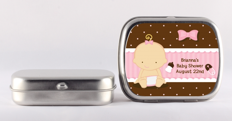 Baby Girl Caucasian - Personalized Baby Shower Mint Tins