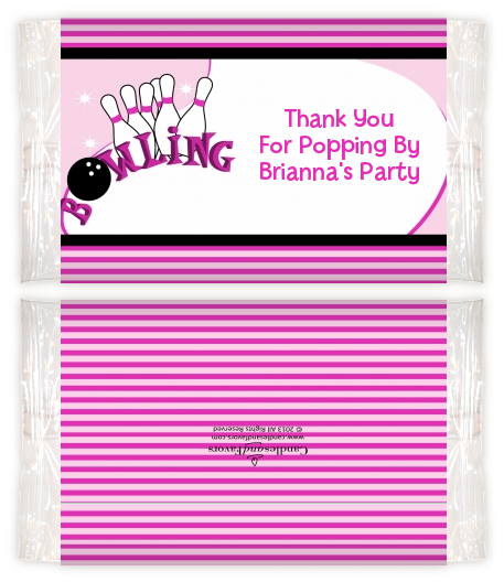 Bowling Girl - Personalized Popcorn Wrapper Birthday Party Favors