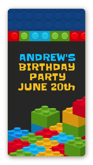 Building Blocks - Custom Rectangle Birthday Party Sticker/Labels