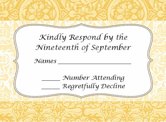Pale Yellow & Brown - Bridal Shower Response Cards