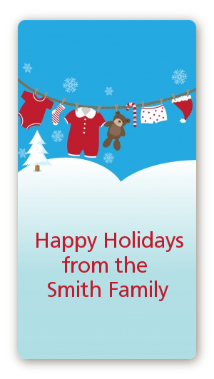 Clothesline Christmas - Custom Rectangle Christmas Sticker/Labels