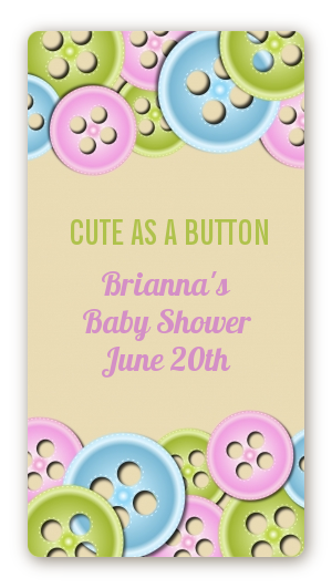 Cute As a Button - Custom Rectangle Baby Shower Sticker/Labels