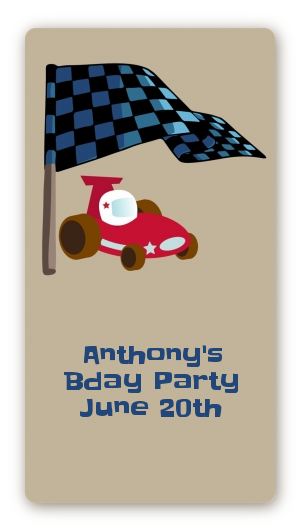 Go Kart - Custom Rectangle Birthday Party Sticker/Labels