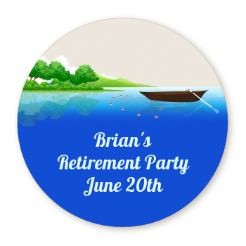 Gone Fishing - Round Personalized Retirement Party Sticker Labels