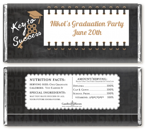 Grad Keys to Success - Personalized Graduation Party Candy Bar Wrappers