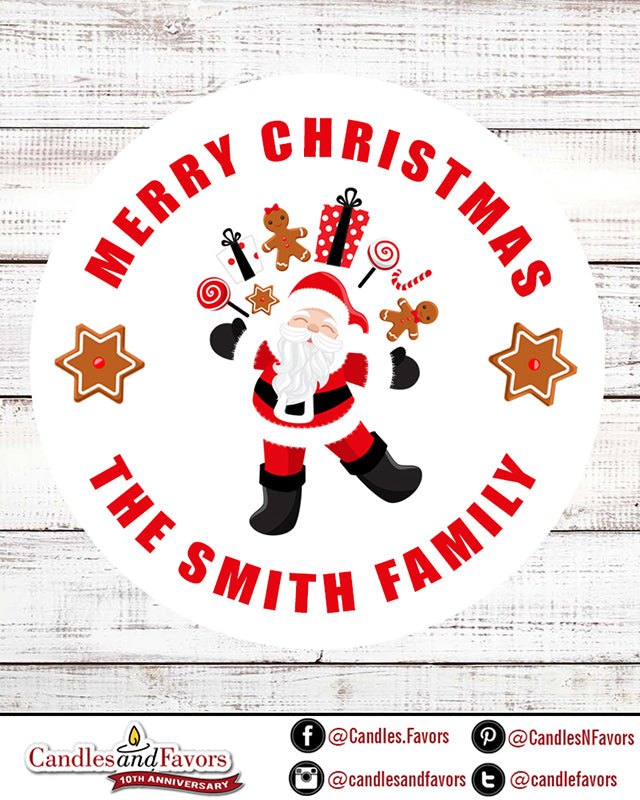 Happy Santa Claus - Round Personalized Christmas Sticker Labels
