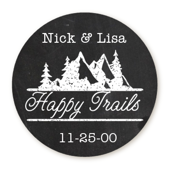 Happy Trails - Round Personalized Bridal Shower Sticker Labels