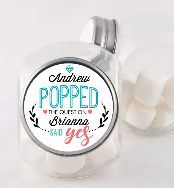 He Popped The Question - Personalized Bridal Shower Candy Jar