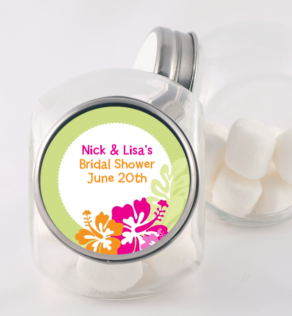 Hibiscus - Personalized Bridal Shower Candy Jar