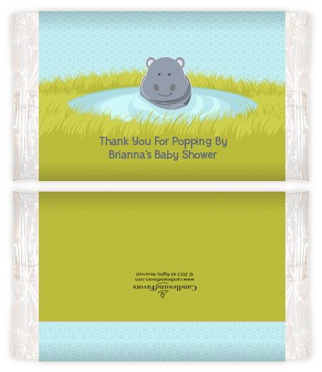 Hippopotamus Boy - Personalized Popcorn Wrapper Baby Shower Favors