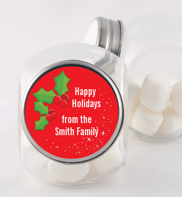 Holly - Personalized Christmas Candy Jar