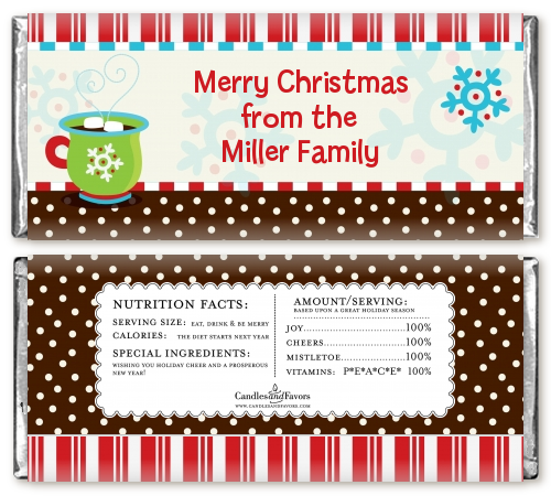 Hot Cocoa Party - Personalized Christmas Candy Bar Wrappers