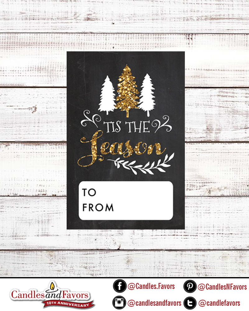 Merry Christmas Gold Glitter Stickers - Personalized Peace Joy Christmas Sticker Labels - Deer Glitter Stickers - Christmas Gift Tag