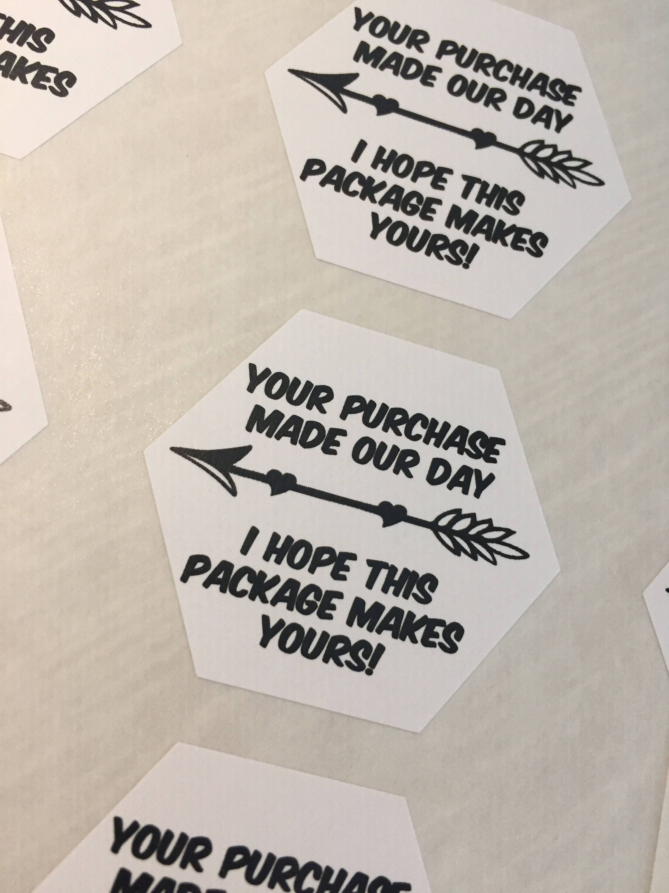 Your Purchase Made My Day - Small Business Packaging - Thank You Labels - Happy Mail Stickers - Thank You Stickers - 24 Hexagon Shape Labels