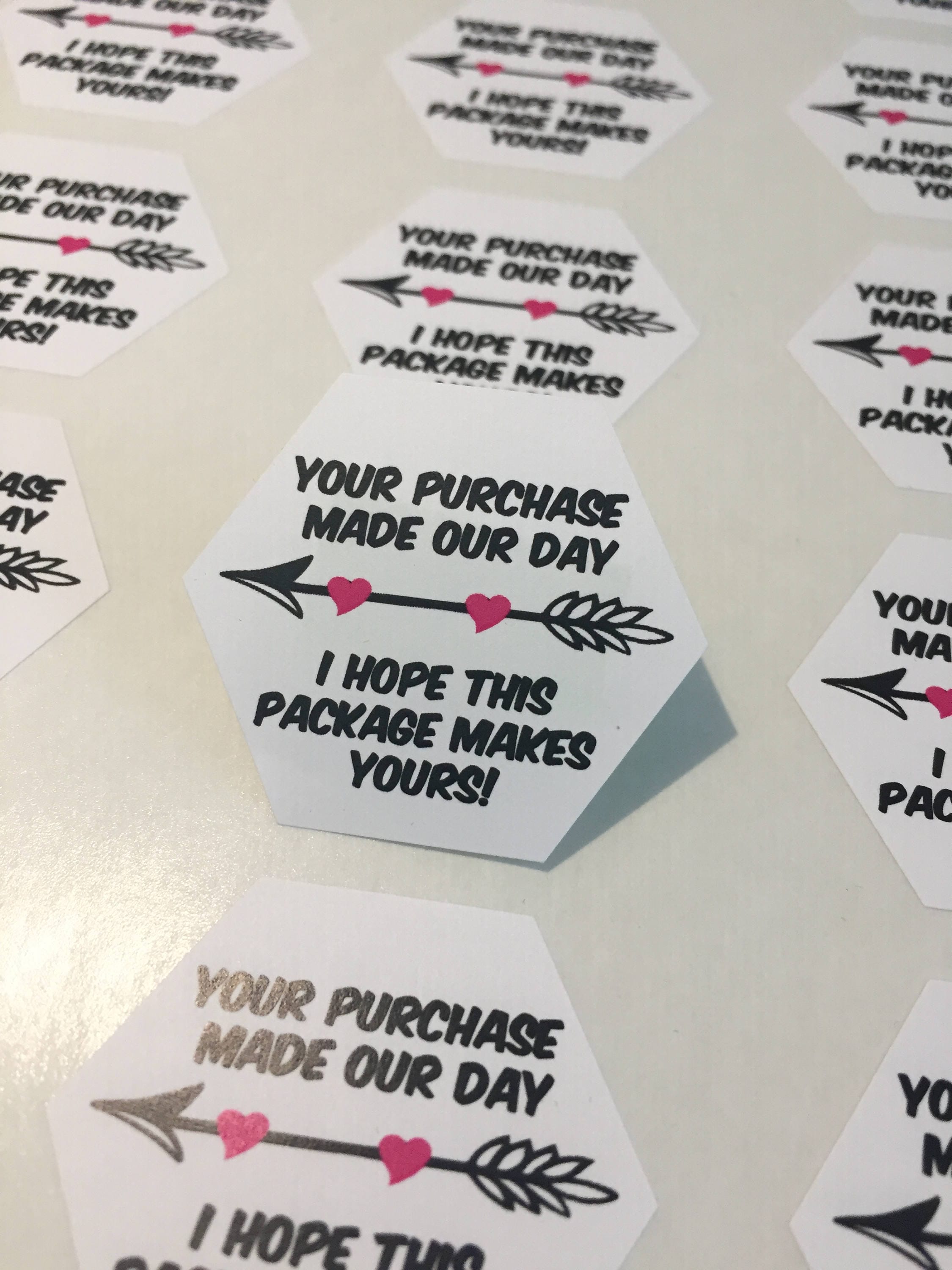 Your Purchase Made My Day - Small Business Packaging - Thank You Labels - Happy Mail Stickers - Thank You Stickers - 24 Hexagon Shape Labels