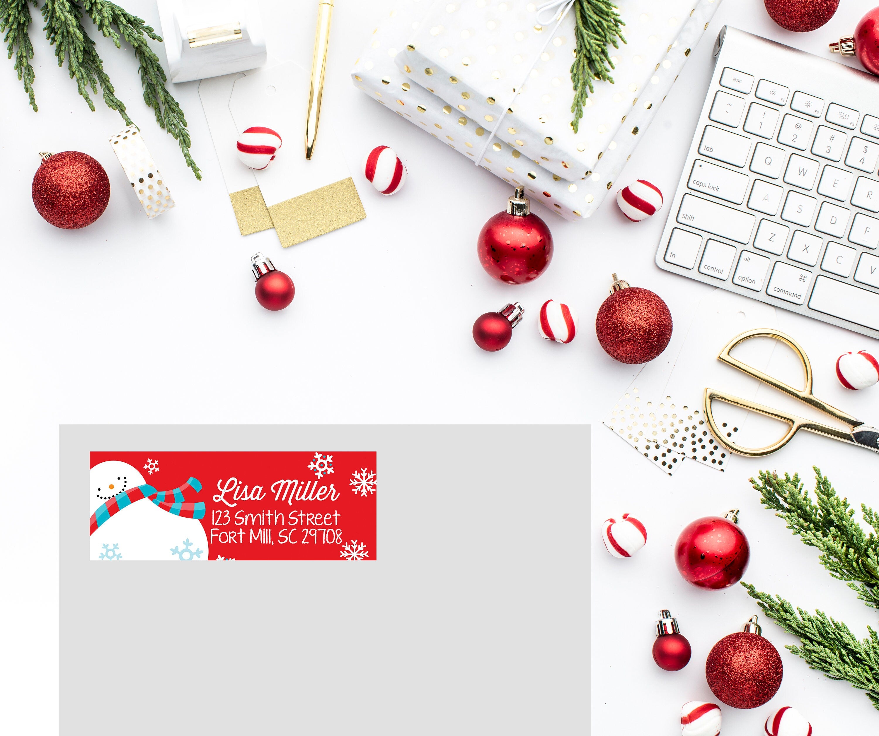 Christmas Snowman Return Address Labels, Personalized Holiday Address Stickers
