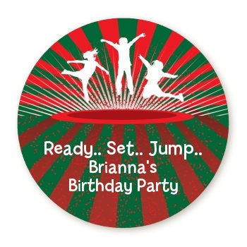 Trampoline Birthday Party Favor Stickers, Happy Birthday Labels, Custom Birthday Party Favor Labels, Round Stickers