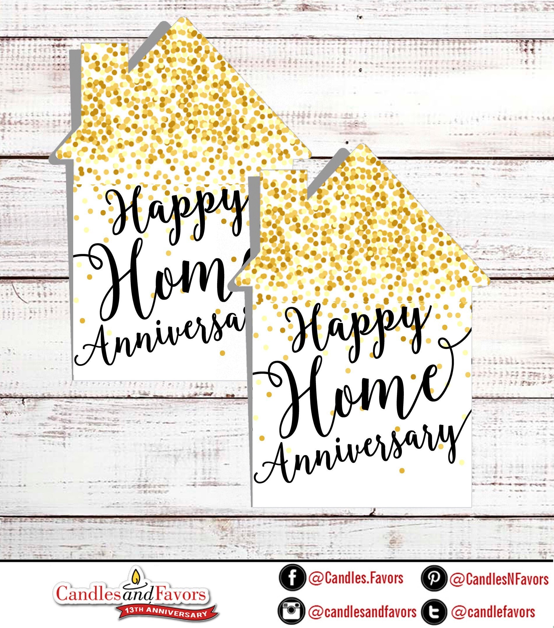 Happy Home Anniversary Invitation - Real Estate Welcome Home Cards- Custom House Shaped New Home Invitations - Printed Welcome Home Cards