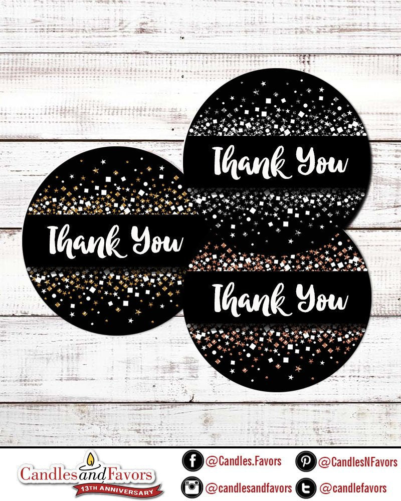 Gold Glitter Round Sticker Labels: Personalized Party Stickers