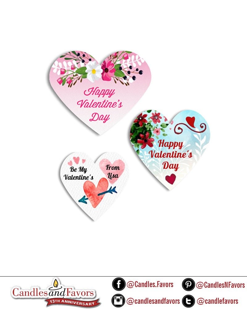 Happy Valentine's Day Stickers - Personalized Heart Shape Valentine Sticker Labels - Available in 2 Different Sizes