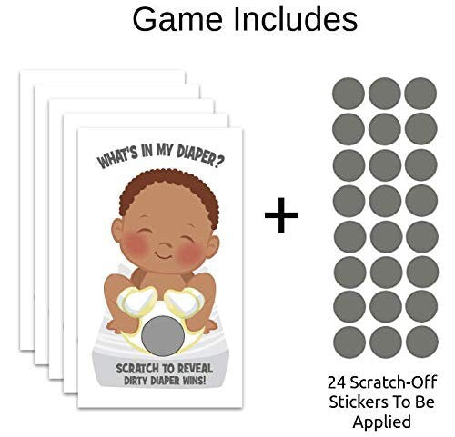 What's In My Diaper® African American Baby Shower Scratch Off Game | 24 Baby Shower Scratch Off Tickets | Diaper Baby Shower Scratcher