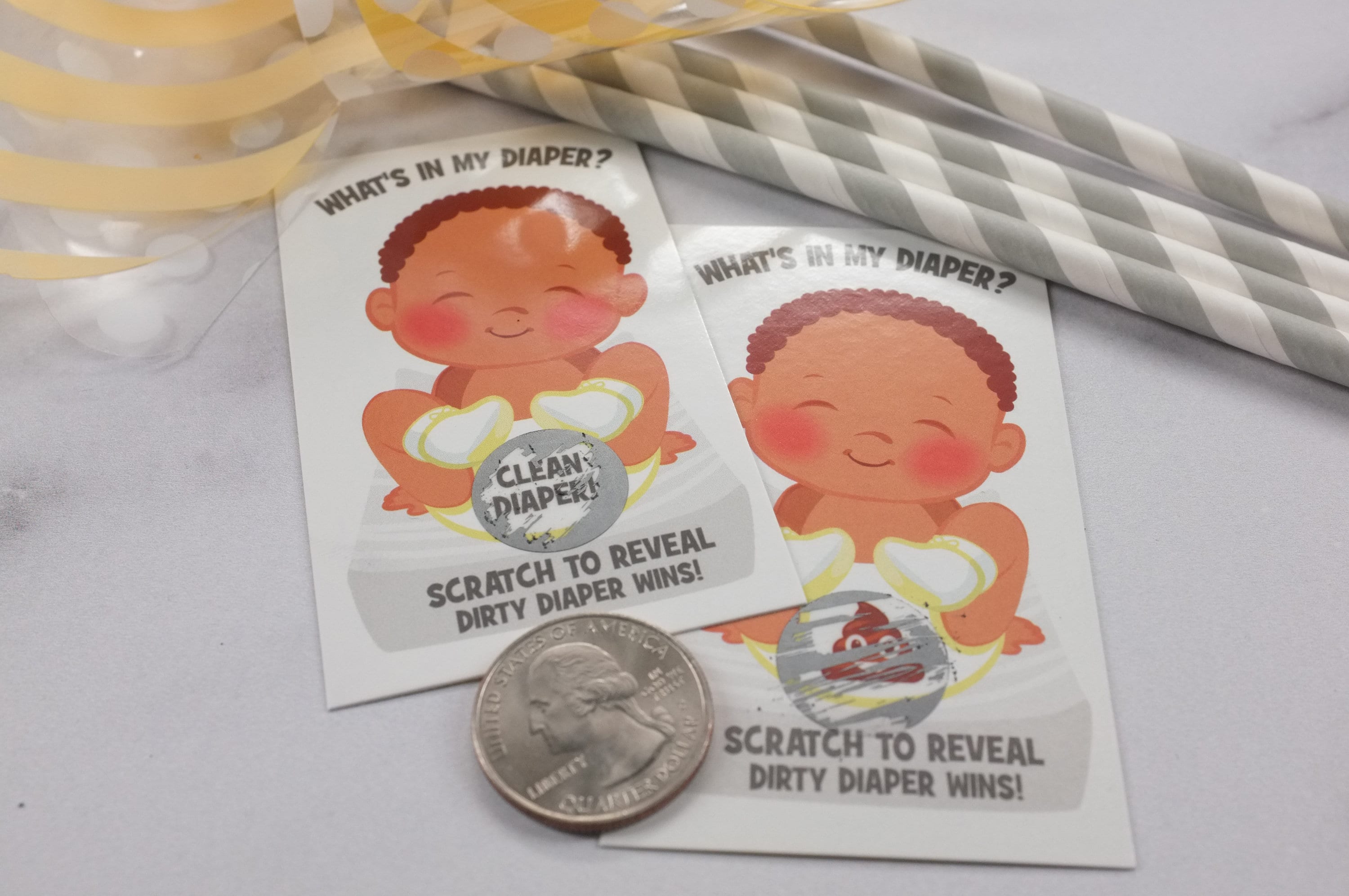 What's In My Diaper® African American Baby Shower Scratch Off Game | 24 Baby Shower Scratch Off Tickets | Diaper Baby Shower Scratcher