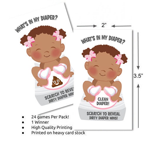 What's In My Diaper Scratch Off Game: African American Girl Baby Shower (24 Tickets)