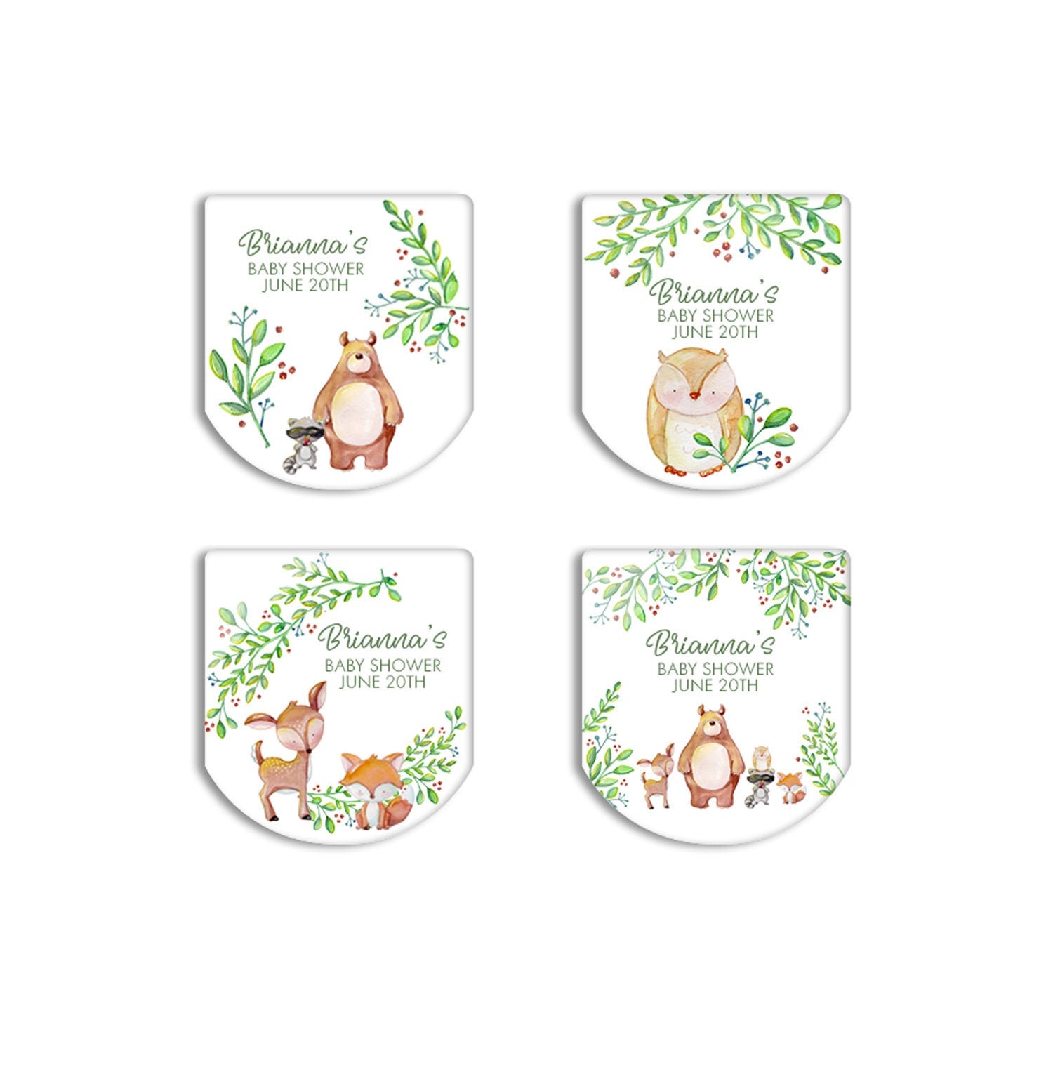 30 Woodland hand sanitizer baby shower favor labels, Rustic baby shower, Baby animal baby shower favor label, hand sanitizer favor label