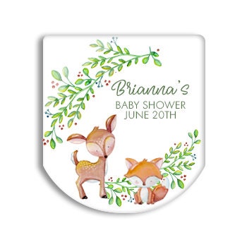 30 Woodland hand sanitizer baby shower favor labels, Rustic baby shower, Baby animal baby shower favor label, hand sanitizer favor label