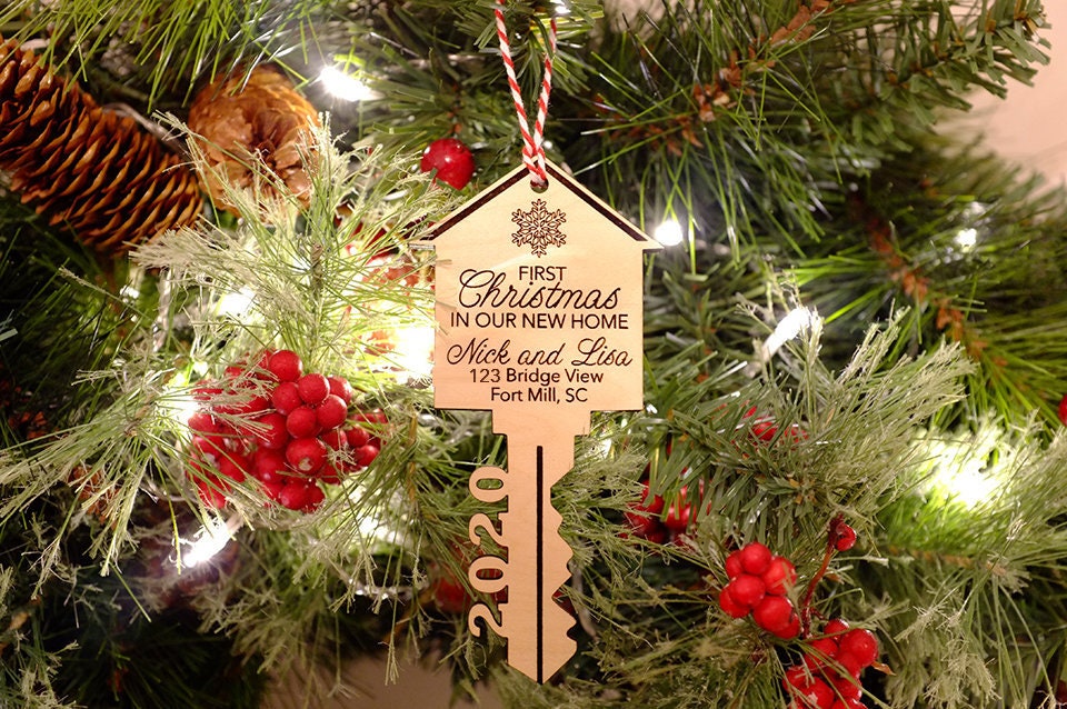 Our First Home Ornament | Christmas Key Ornament | Our First Christmas in Our New Home Ornament | House Ornament | Wooden House Ornament