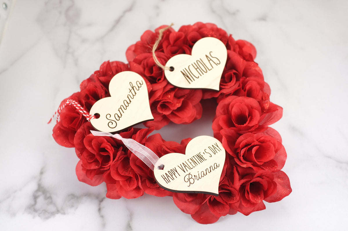Valentine's Day Name Tag , Wooden Heart Name Tag , Gift Tags , Personalized Heart Ornament