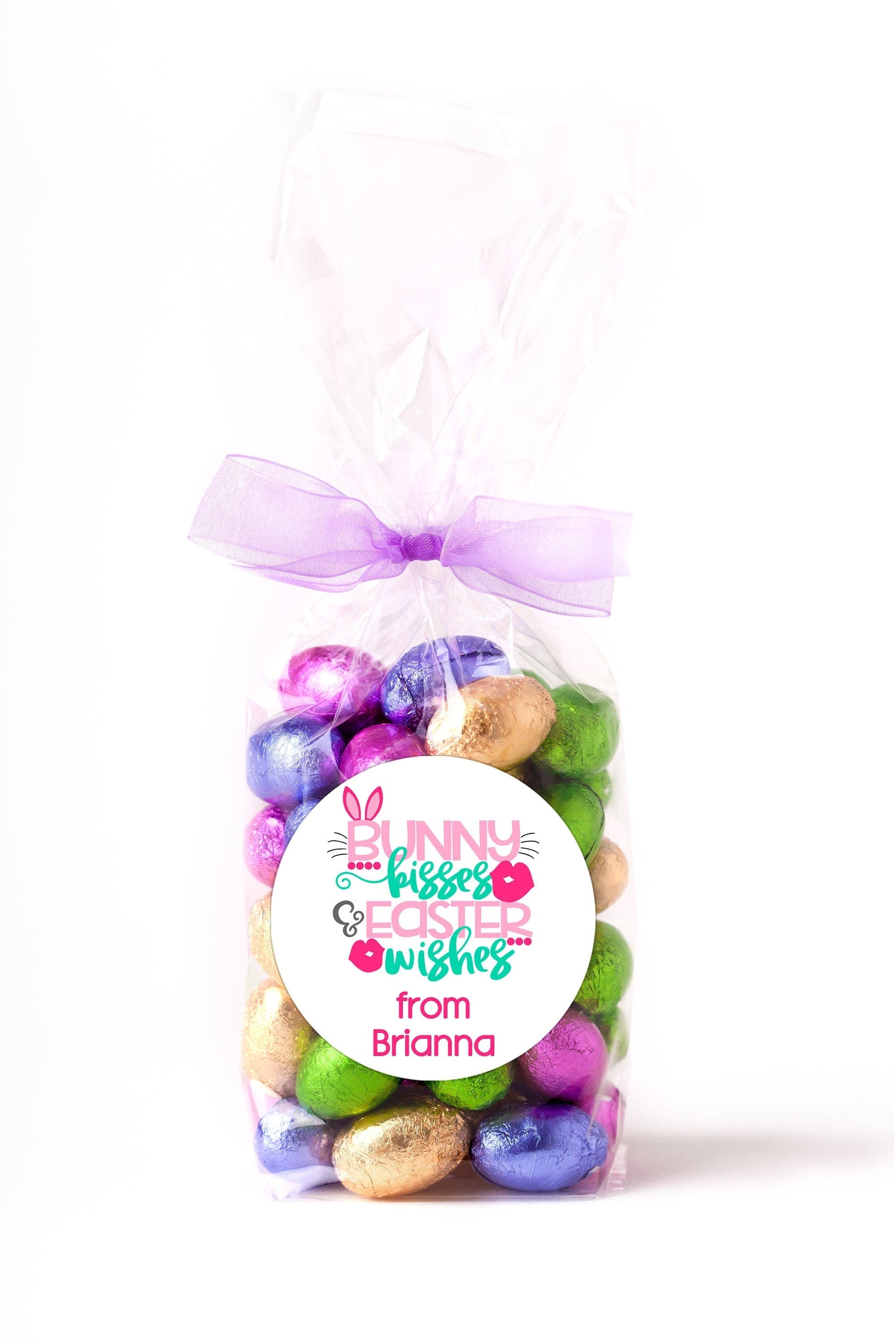 Easter Stickers, Bunny Kisses & Easter, Personalized Easter Stickers, Kids Easter Treat Bags, Easter Labels for Favors, Easter Classroom