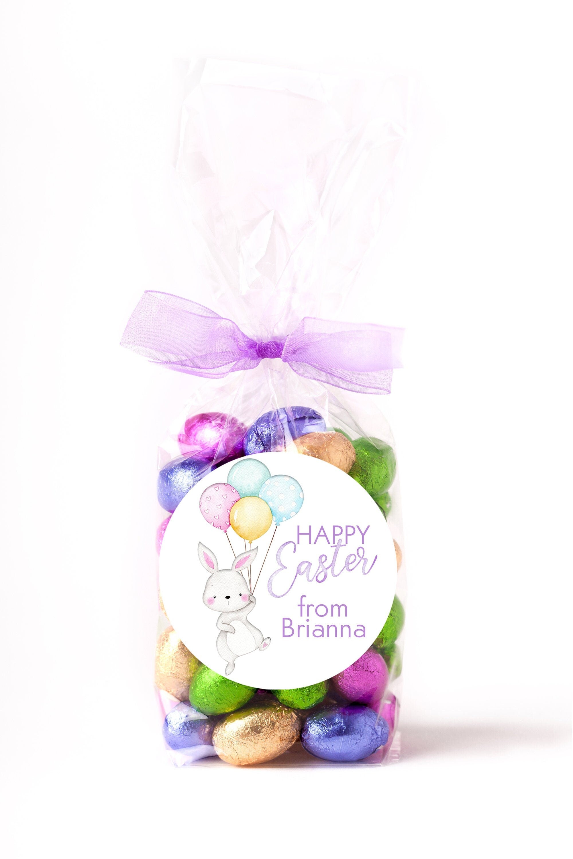 Easter Stickers, Watercolor Bunny Balloons, Personalized Easter Stickers, Kids Easter Treat Bags, Easter Labels for Favors, Classroom