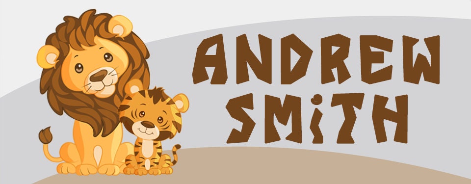 Personalized Jungle Name Labels, Waterproof Safari Animals Stickers, Supplies for Back to School