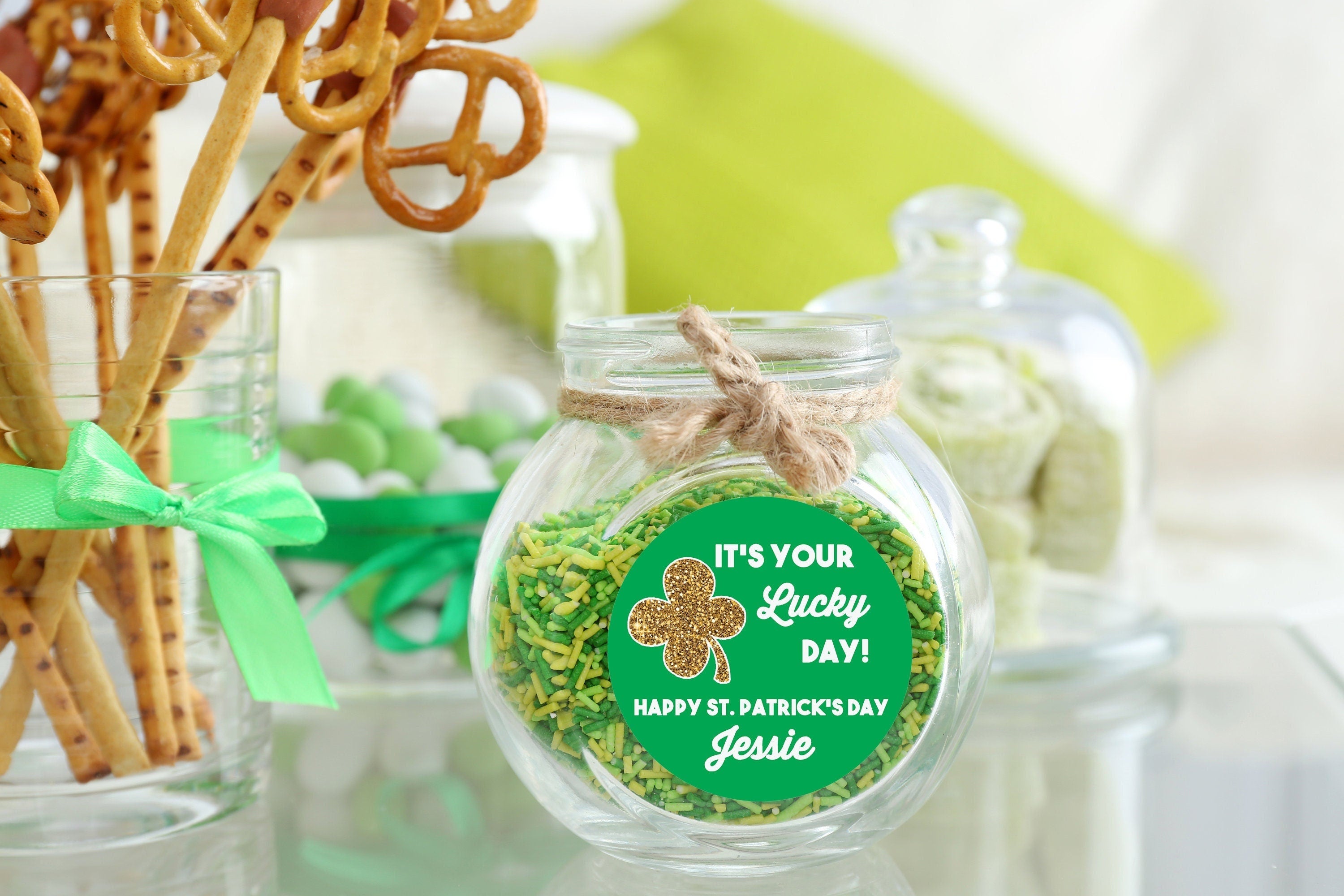St. Patricks Day Stickers, Personalized Leprechaun Bait Round Stickers, St. Patrick's Day Classroom Stickers, Treat Bag Stickers