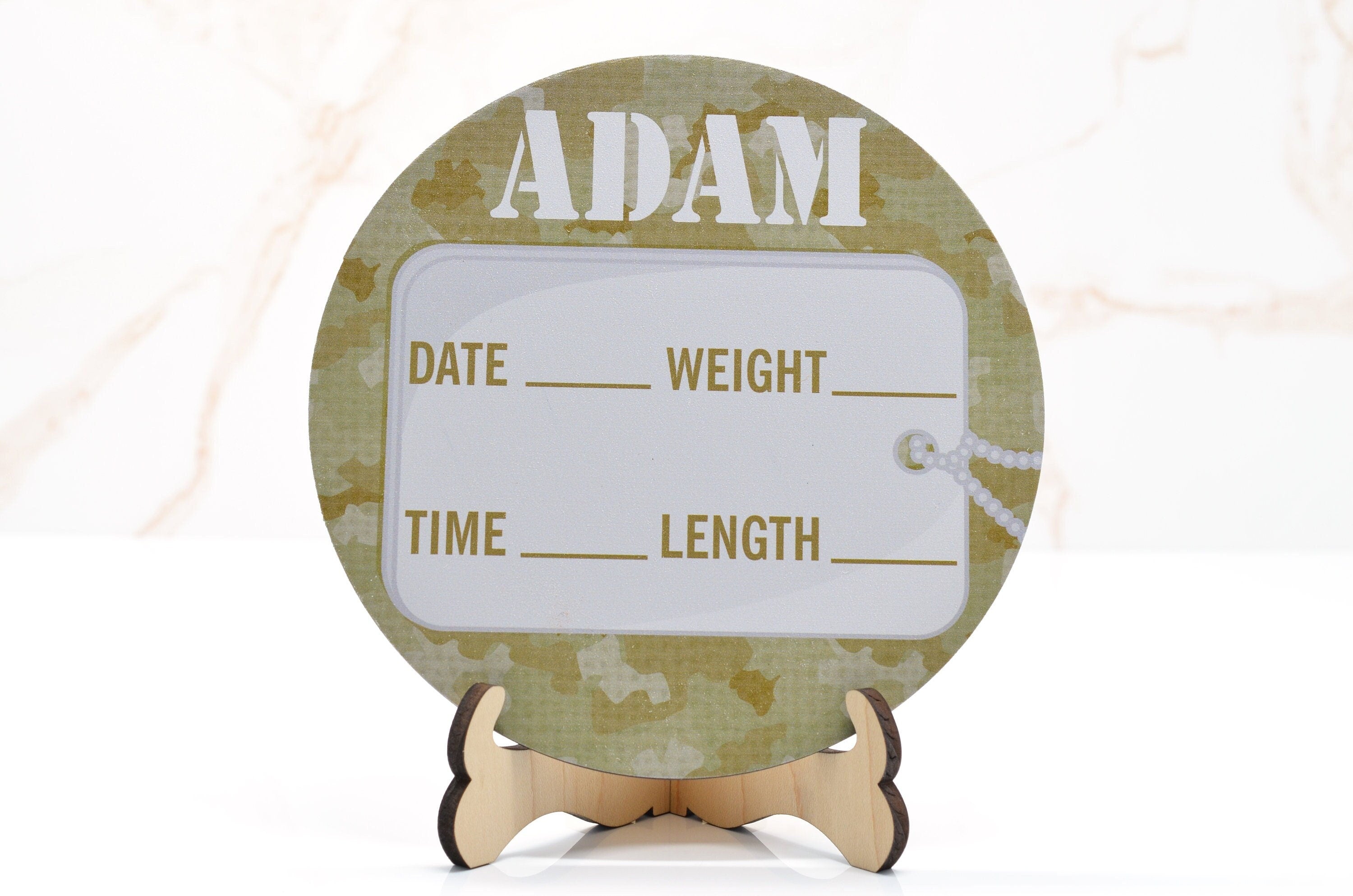 Army Green Birth Announcement Sign for Hospital, Personalized Baby Sign with Birth Stat, Wooden Hospital Announcement Baby Name Sign