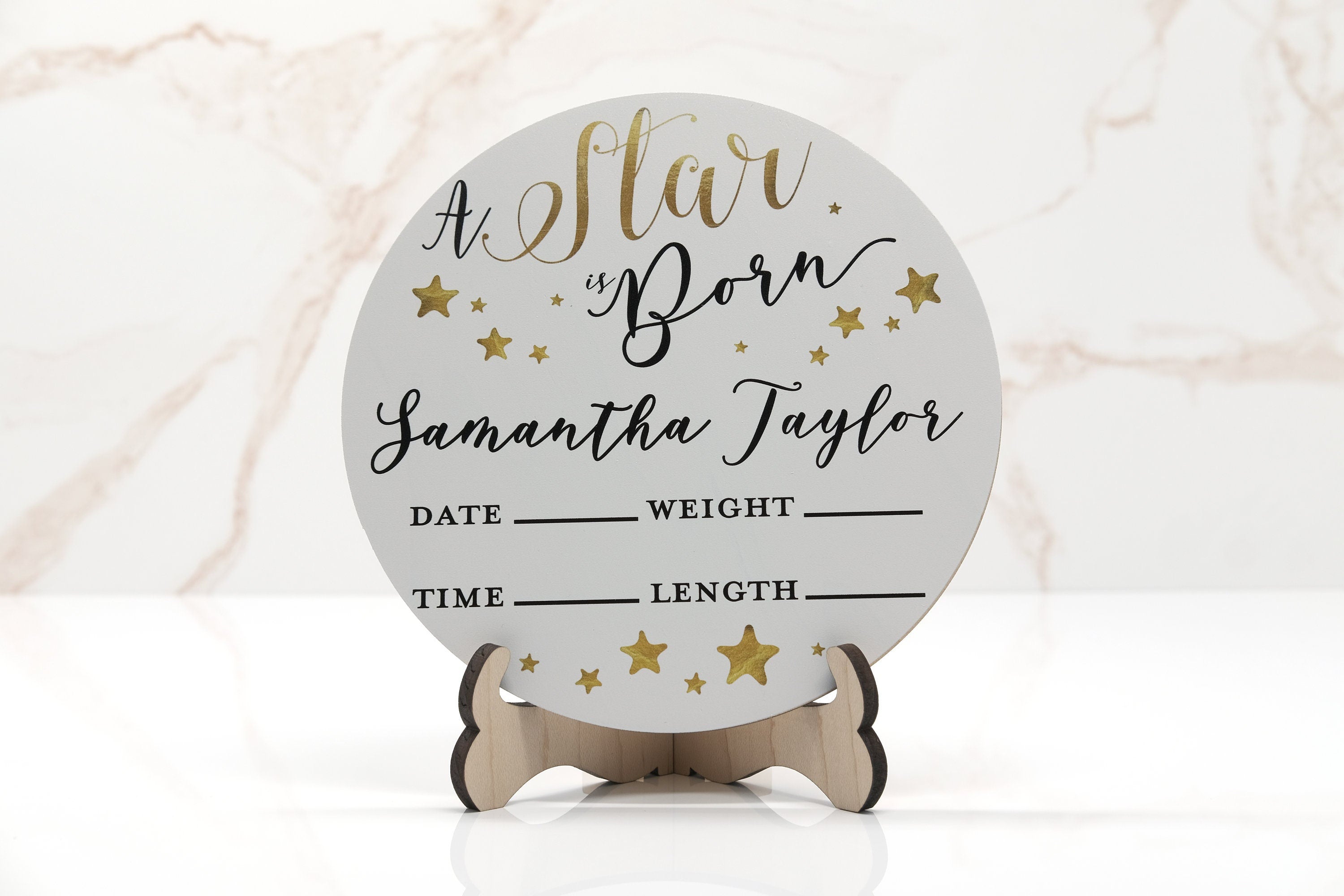 A Star is Born® Birth Announcement Sign for Hospital, Personalized Baby Sign with Birth Stats, Wooden Hospital Announcement Baby Name