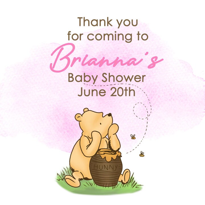 Winnie-The-Pooh Stickers | Thank You for Coming Labels | Baby Shower Labels | Birthday Honey Favors | Classic Winnie-The-Pooh Baby stickers