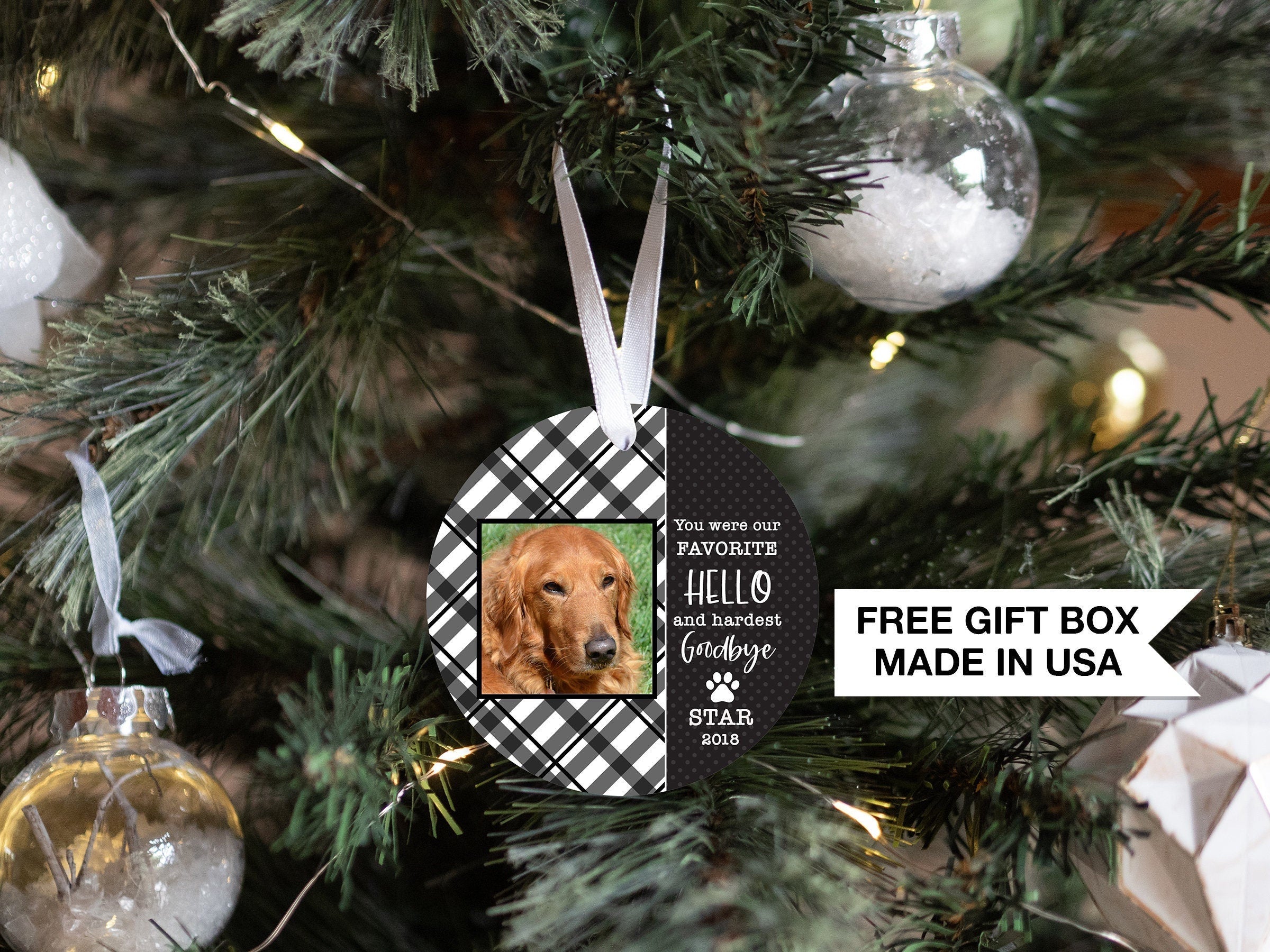 Personalized Pet Memorial Ornament | Memorial Gift for Loss of Dog | Christmas Ornament | Sympathy Gift for Loss of Pet Christmas Ornament