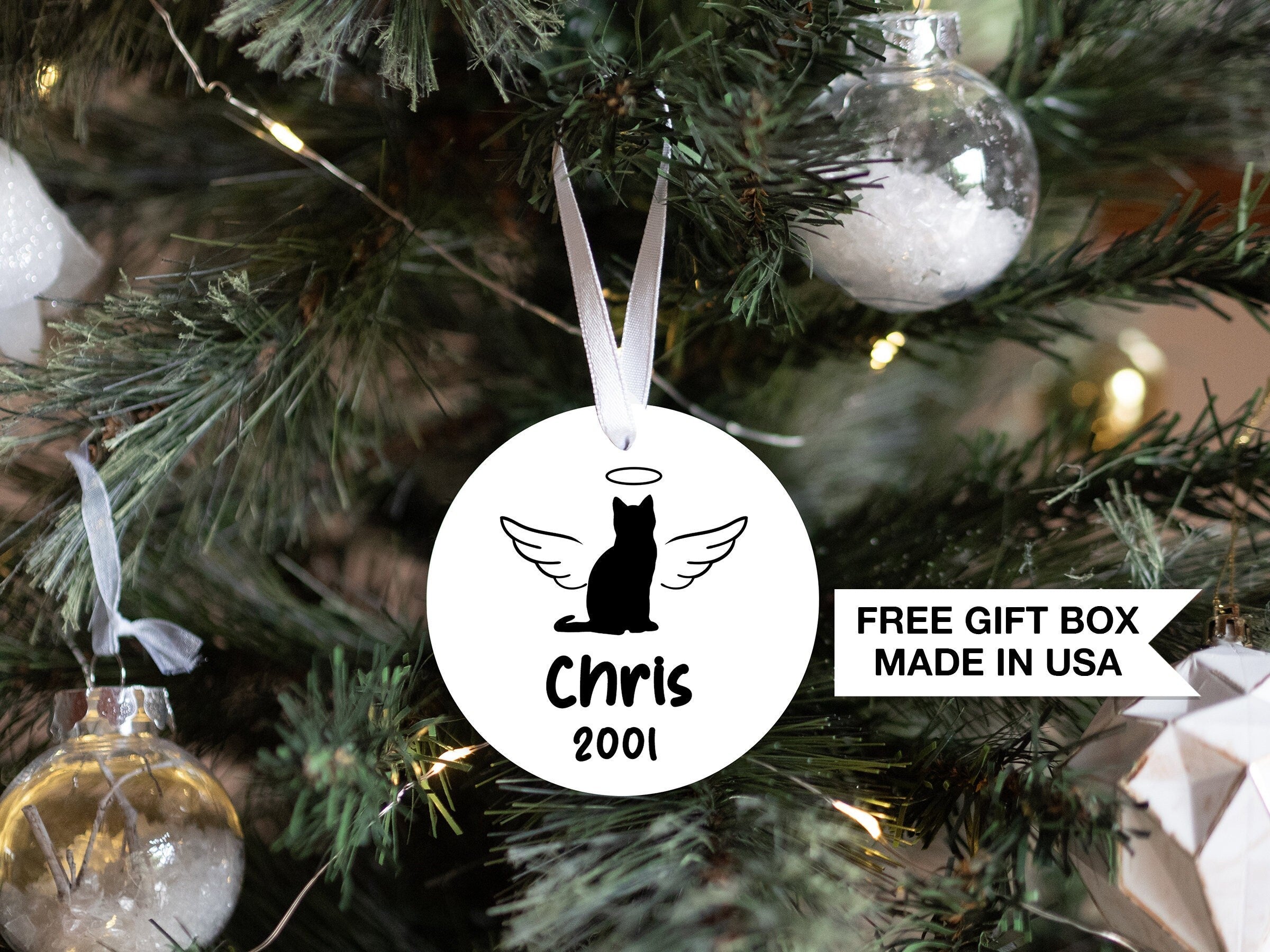 Personalized Pet Memorial Ornament | Memorial Gift for Loss of Cat | Christmas Ornament | Sympathy Gift for Loss of Pet Christmas Ornament