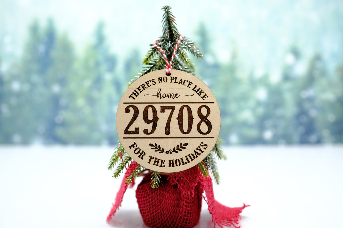 Zip Code Ornament | There's no place like home for the holidays Wood Tags | Holiday Ornament | Christmas Ornament