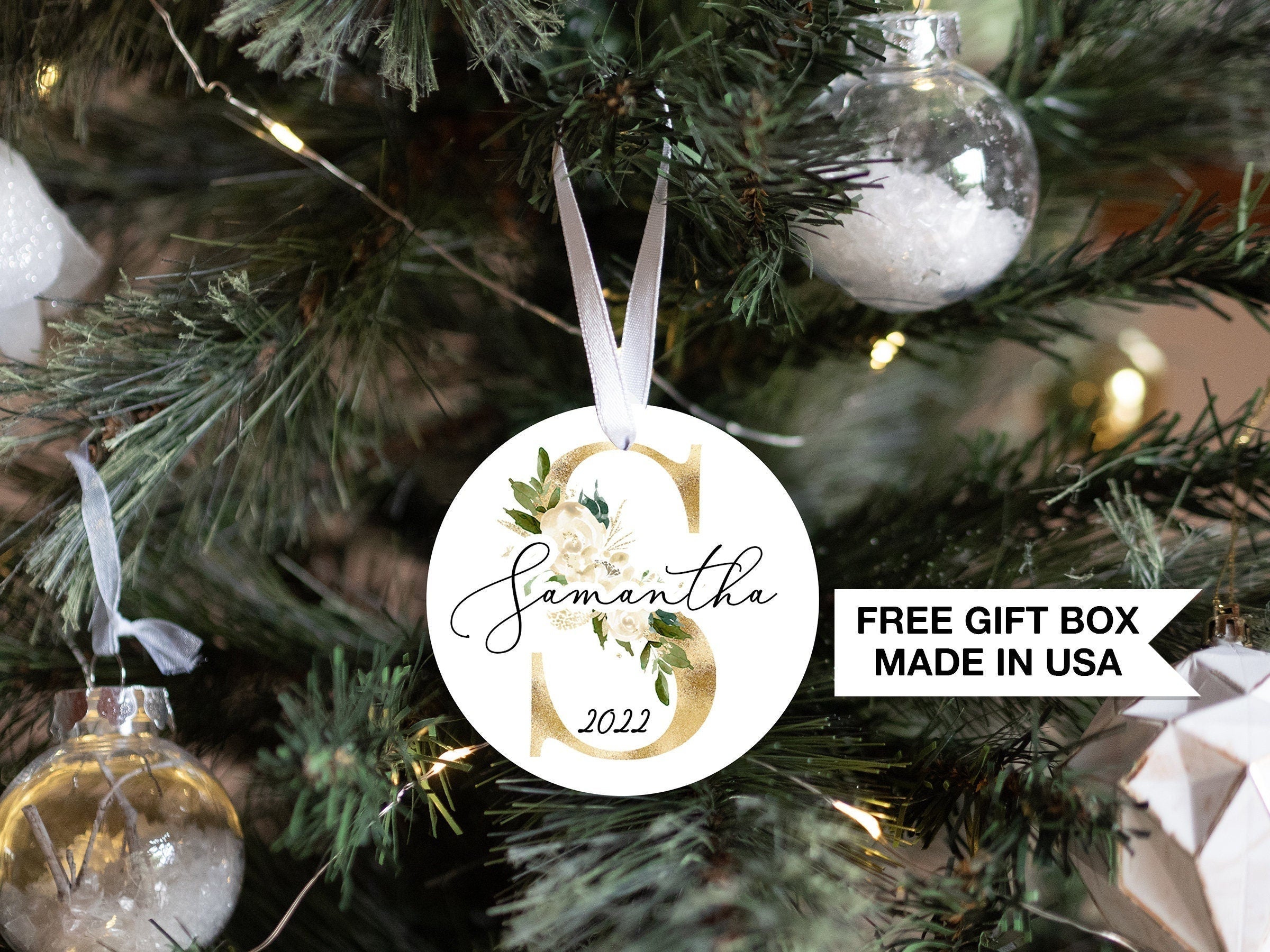 Personalized Initials Christmas Ornament| Custom Initial Monogram Ornament |Personalized Baby Christmas Ornament|Christmas alphabet ornament